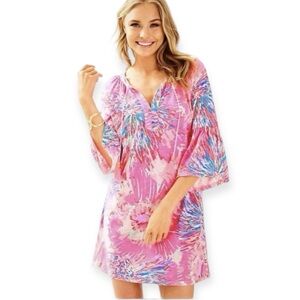 Lilly Pulitzer Del Lago Tunic Dress Never Been Betta Pink Tassels Cotton Sz XS